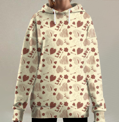 Любовь и кофе, Hoodie Long Oversize 3D