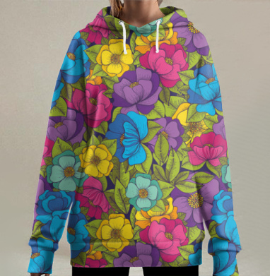 Магия цветов, Hoodie Long Oversize 3D