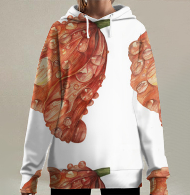 Капли Росы На Листе Естественная Красота природы, Hoodie Long Oversize 3D