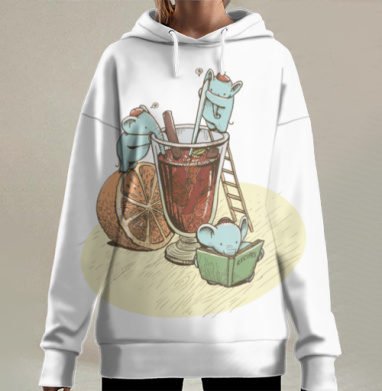 Мышата готовят цитрусовый напиток с рецептом читать, Hoodie Long Oversize 3D