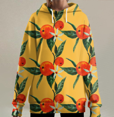 Мандарины цветут, Hoodie Long Oversize 3D