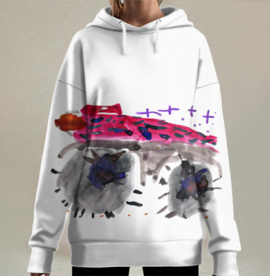Машина монстртрак детский красный серый черный, Hoodie Long Oversize 3D