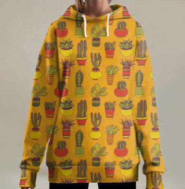 Мечтая о пустыне, паттерн, Hoodie Long Oversize 3D