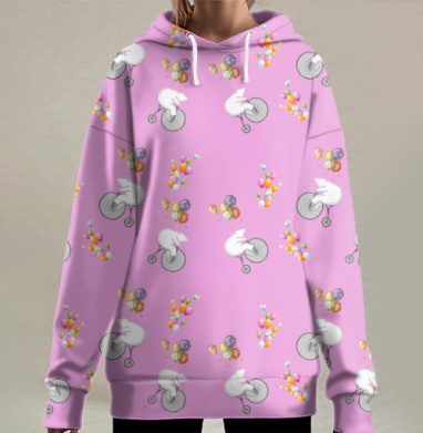 Медведи на велосипеде, Hoodie Long Oversize 3D