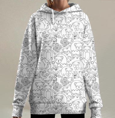Милые белые мишки, Hoodie Long Oversize 3D