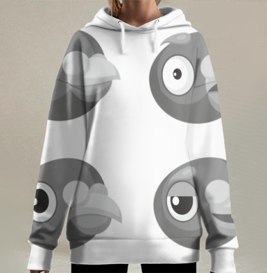 Эмоциональный голубь Аркадий показывает разные эмоции, Hoodie Long Oversize 3D