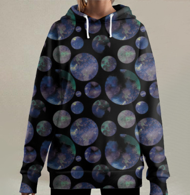 Минеральная текстура в кругах, Hoodie Long Oversize 3D