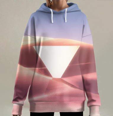 Свечение Перевернутого Треугольника В Сказочных Дюнах пустыни, Hoodie Long Oversize 3D