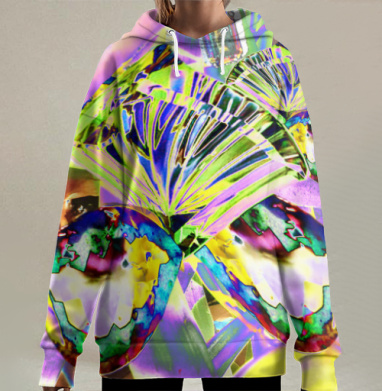 Мистический топаз и ирис кристалл шестнадцатая годовщина свадьбы, Hoodie Long Oversize 3D