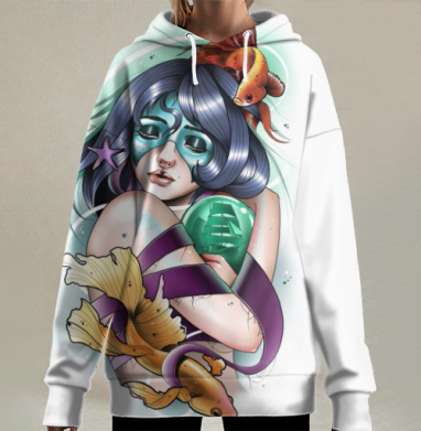 Морская дева, Hoodie Long Oversize 3D