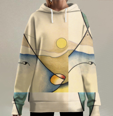Абстрактное течение времени солнце и природа лето каждый видит по-своему, Hoodie Long Oversize 3D