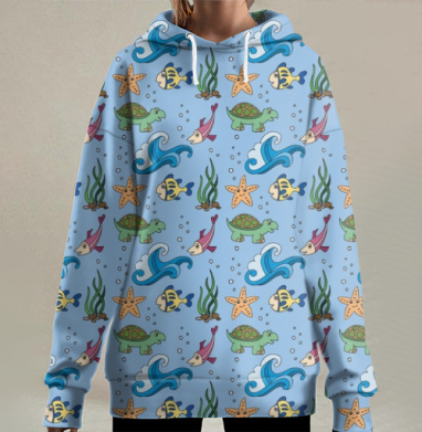 Морской, Hoodie Long Oversize 3D
