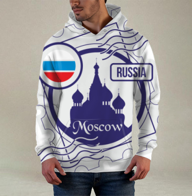 Москва и Россия, Худи / Мужская / С карманом / 3D