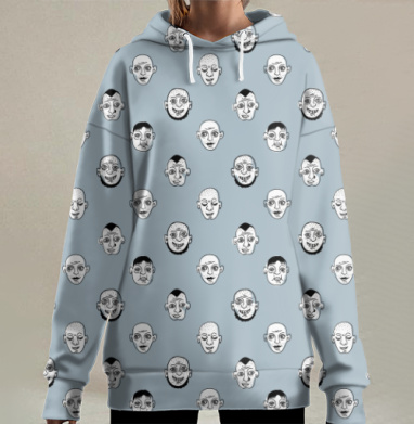 Мужские лица, Hoodie Long Oversize 3D