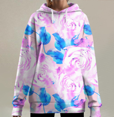 Нежный розовый, Hoodie Long Oversize 3D