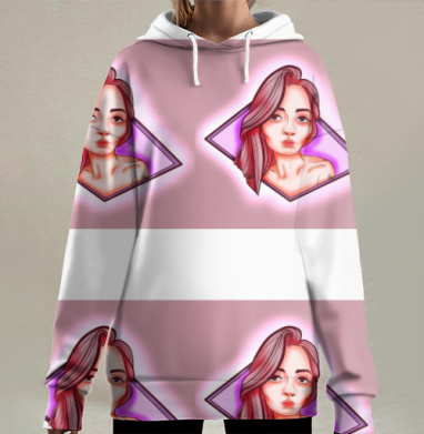 Neon Girl / Неоновая девушка, Hoodie Long Oversize 3D