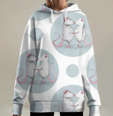 Любовь дружба нежность крысы вместе, Hoodie Long Oversize 3D