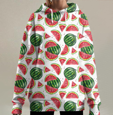 Паттерн арбузы, Hoodie Long Oversize 3D