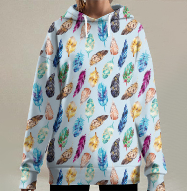 Перья в небе, Hoodie Long Oversize 3D