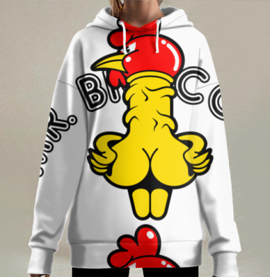 Провокационная Красочный Петух с Ягодицами Смешно, Hoodie Long Oversize 3D