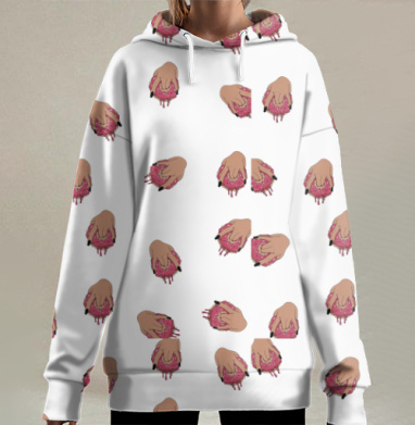 Черные ногти пончики страсть свежая выпечка, Hoodie Long Oversize 3D