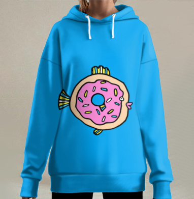 Пончиковая рыба, Hoodie Long Oversize 3D