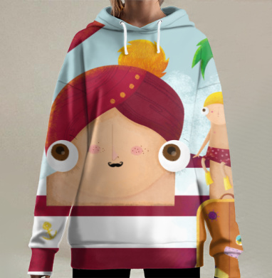 Прогулка на пляж, Hoodie Long Oversize 3D