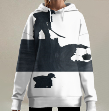Закапывание футбольного мяча Черно белая сцена на футболке, Hoodie Long Oversize 3D
