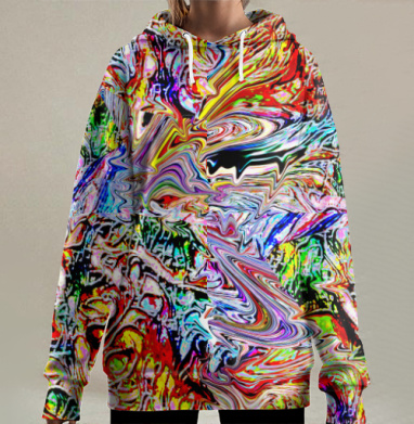Протяжное притяжение абстракция бесконечность, Hoodie Long Oversize 3D