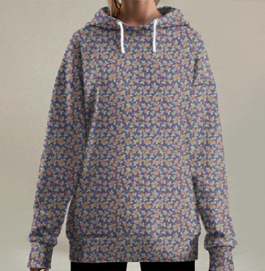Декоративный цветочный орнамент в ретро-стиле, Hoodie Long Oversize 3D