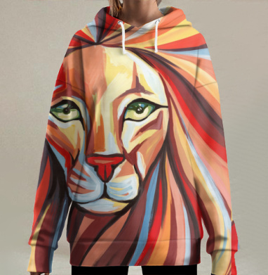 Радужный Лев, Hoodie Long Oversize 3D