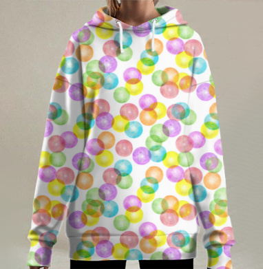 Разноцветные шарики, Hoodie Long Oversize 3D