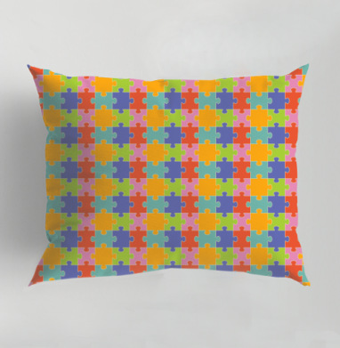 Бесконечная яркая мозаика из элементов Puzzle Pattern Узор пазлов, Подушка декоративная 50х70 см