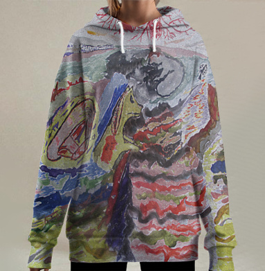 Абстрактный сюрреалистичный арт с глубокой символикой, Hoodie Long Oversize 3D