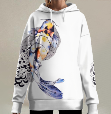 Рыбка кои, Hoodie Long Oversize 3D