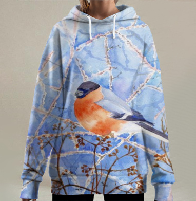 Румяный снегирь, Hoodie Long Oversize 3D