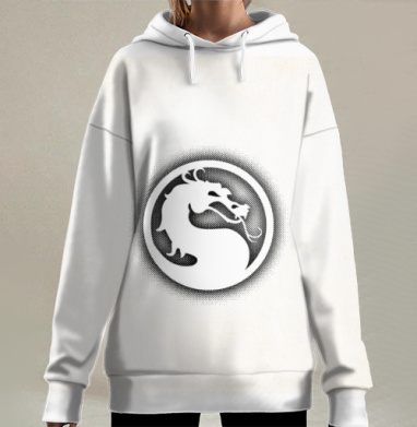 Черно Белый Дракон Символ Силы, Hoodie Long Oversize 3D