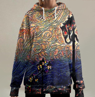 Вечерний город вечерний город озарён огнями, Hoodie Long Oversize 3D