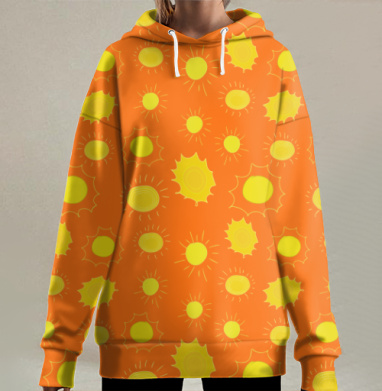Яркое солнце оранжевый желтый позитив светлая энергия, Hoodie Long Oversize 3D