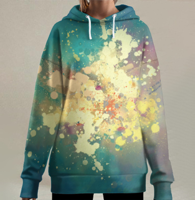 Splash watercolor / Акварельные брызги, Hoodie Long Oversize 3D