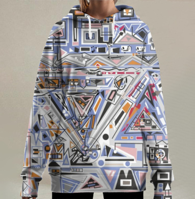 Геометрический Танец Форм: Абстракция в Движении, Hoodie Long Oversize 3D