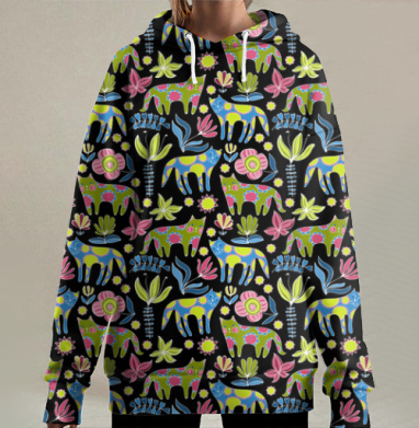 Текстура с котиками, Hoodie Long Oversize 3D