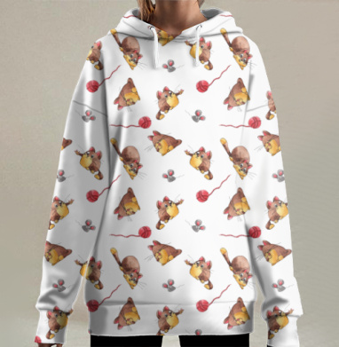 Только котики знают все, Hoodie Long Oversize 3D