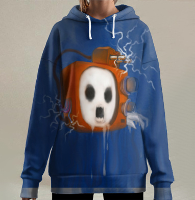 Страшный телевизор с призрачной сущностью ХВАТИТ, Hoodie Long Oversize 3D