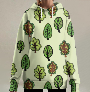 Уютный лес, Hoodie Long Oversize 3D