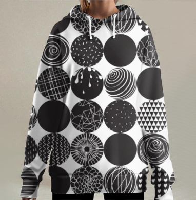 Узор в горошек, Hoodie Long Oversize 3D