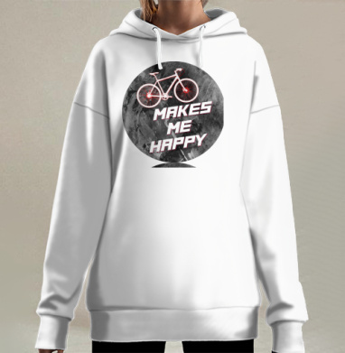 Велосипедная радость счастья яркий темные цвета, Hoodie Long Oversize 3D