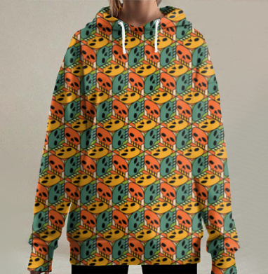Веселые черепа, Hoodie Long Oversize 3D
