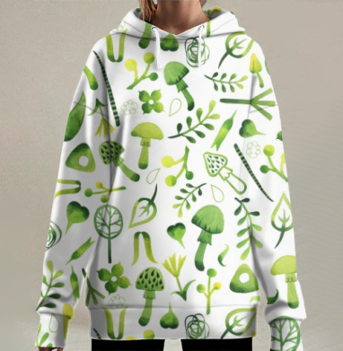 Веселые грибы, Hoodie Long Oversize 3D