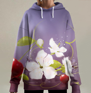 Вишенки арт, Hoodie Long Oversize 3D